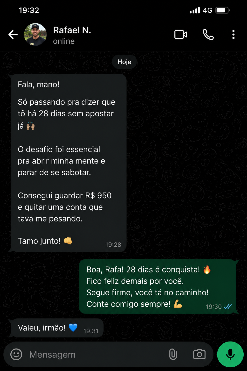 Depoimento de Rafael N. via WhatsApp